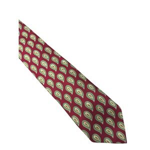 Abercrombie & Fitch Mens Silk Tie Burgundy Green Paisley Hand Made USA 1892